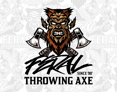 FERAL axe throwing badgedesign brand identity branding creative design designer designers graphic design graphicdesign graphicdesigner illustration logo logo design logodesign mascot mascotdesign throwing axe typography visual identity