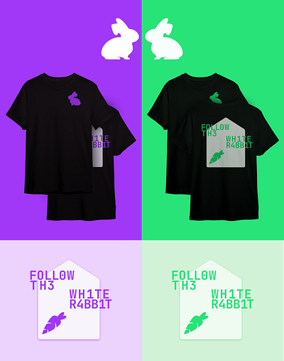 FOLL0W TH3 WH1TE R4BB1T | Merch Concept carrot colors design green icon inkscape poster purple rabbit shirt