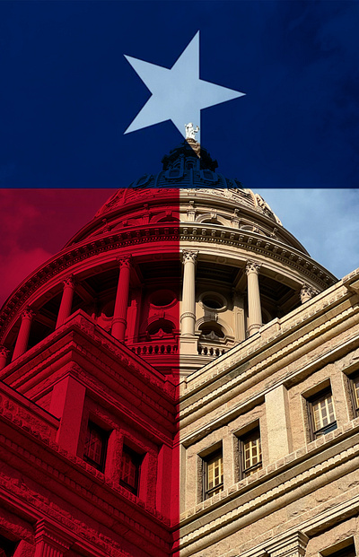 Took a photo of Austin Texas State Capital and then added flag.