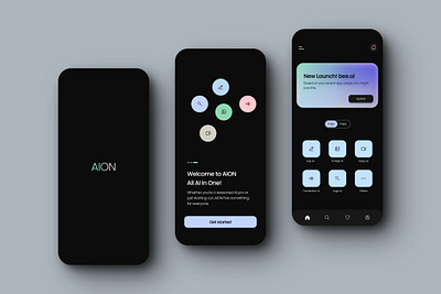 All AI in one app ( AION ) 3d ai animation app art color design illustrator product productdesign screens ui uidesign uiux userinterface ux visualdesign