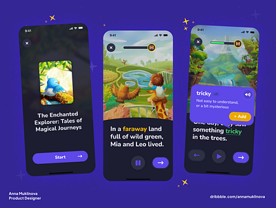 Designing an Educational Reading App for Kids app blue book cover design elementary ios kids learning literacy mobile play progress reading rewards story ui violet words