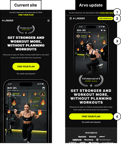 Ladder | CRO app conversion rate optimization cro fitness gym healthy ladder muscle ui ux web design website weights workout