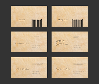 sorin studio & personal business cards agency app branding businesscards design graphic design illustration logo product typography ui ux vector