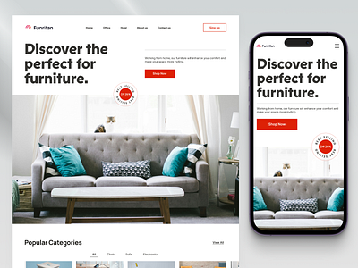 Furniture Landing page design branding creative design furniture involves minimal mobile version modern product responsive ui user experience ux website
