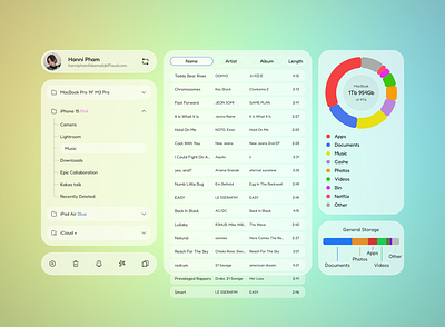 Storage Manager app design practice app design designer desktop desktopapp glossmorphism product productdesign ui uiux ux web