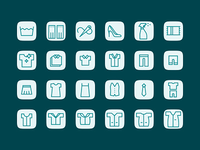 Icons Set - Dry cleaning app app carpet clean cleaning coat curtains design dress dry cleaning icons illustrations pack pressing set sewing shoes suit tie ui wash