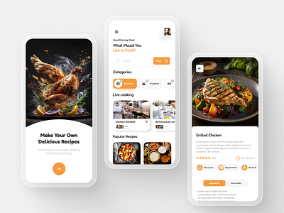 Recipe Sharing App UI Design chefappdesign cookbookapp cookingappui cookingcommunity culinaryapp design foodappdesign foodiedesign foodsharing homecookingui illustration recipediscovery recipeinspiration recipesharingapp ui uiuxdesign uiuxrecipes user interface ux