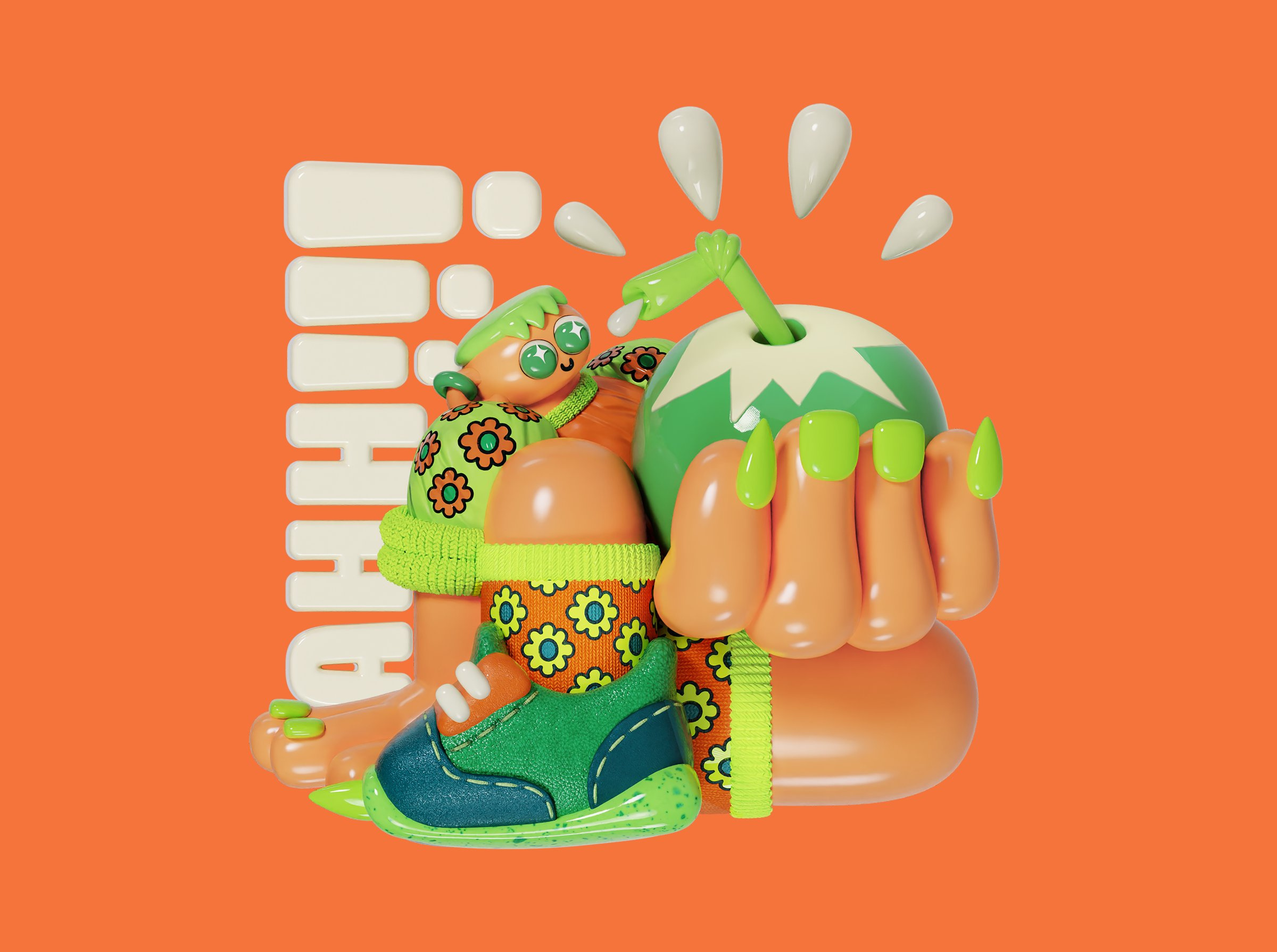 I LOVE 🥥! 3d blender character design design fashion graphic design illustration