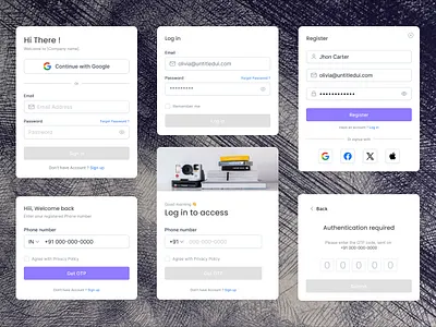 Card Collection - 2 card card collection figma freebies just an idea log in log in process mobile app models otp otp verification product design sign up simple ui ui web app