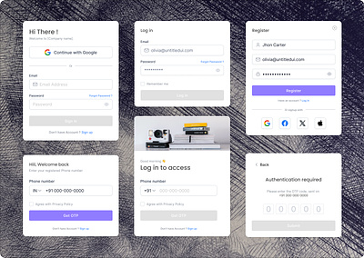 Card Collection - 2 card card collection figma freebies just an idea log in log in process mobile app models otp otp verification product design sign up simple ui ui web app