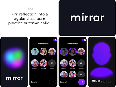 Mirror app helps you to reflect with AI at your school ai branding clean design dribbble graphic design illustration ios light logo ui