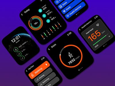 Fitness app screens design for apple watch app apple watch branding fitness ui ux
