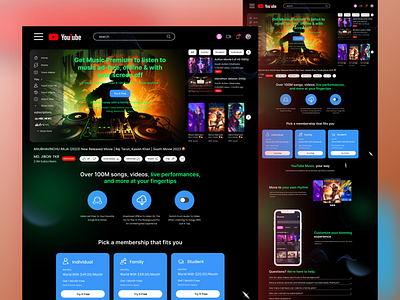 Music Web App Concept dark design music downloader landing page meeting music music website product re youtube ui ux video call video chat video conference web web app web application website youtube youtube downloader