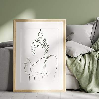 Buddha Wall Art Frame- Digital printout abstract aesthetic art asthetic buddha creative digital printout frame homedecor illustration living room minimalist peace spiritual wall art