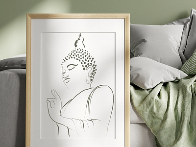 Buddha Wall Art Frame- Digital printout abstract aesthetic art asthetic buddha creative digital printout frame homedecor illustration living room minimalist peace spiritual wall art