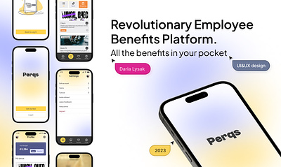 Employee Benefits Platform App UI/UX design app app design dashboard gradient minimalistic design mobile app mobile design ui ux yellow and purple
