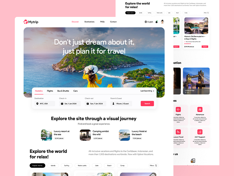 Mytrip - Travel booking website. by DevRiser on Dribbble