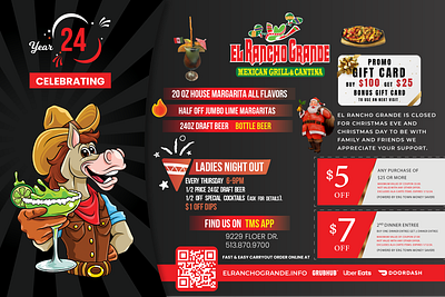 El Rancho Grande Mexican Grill Restaurant Flyer for print branding design flyer graphic design illustration illustrator logo mexican restaurant ui