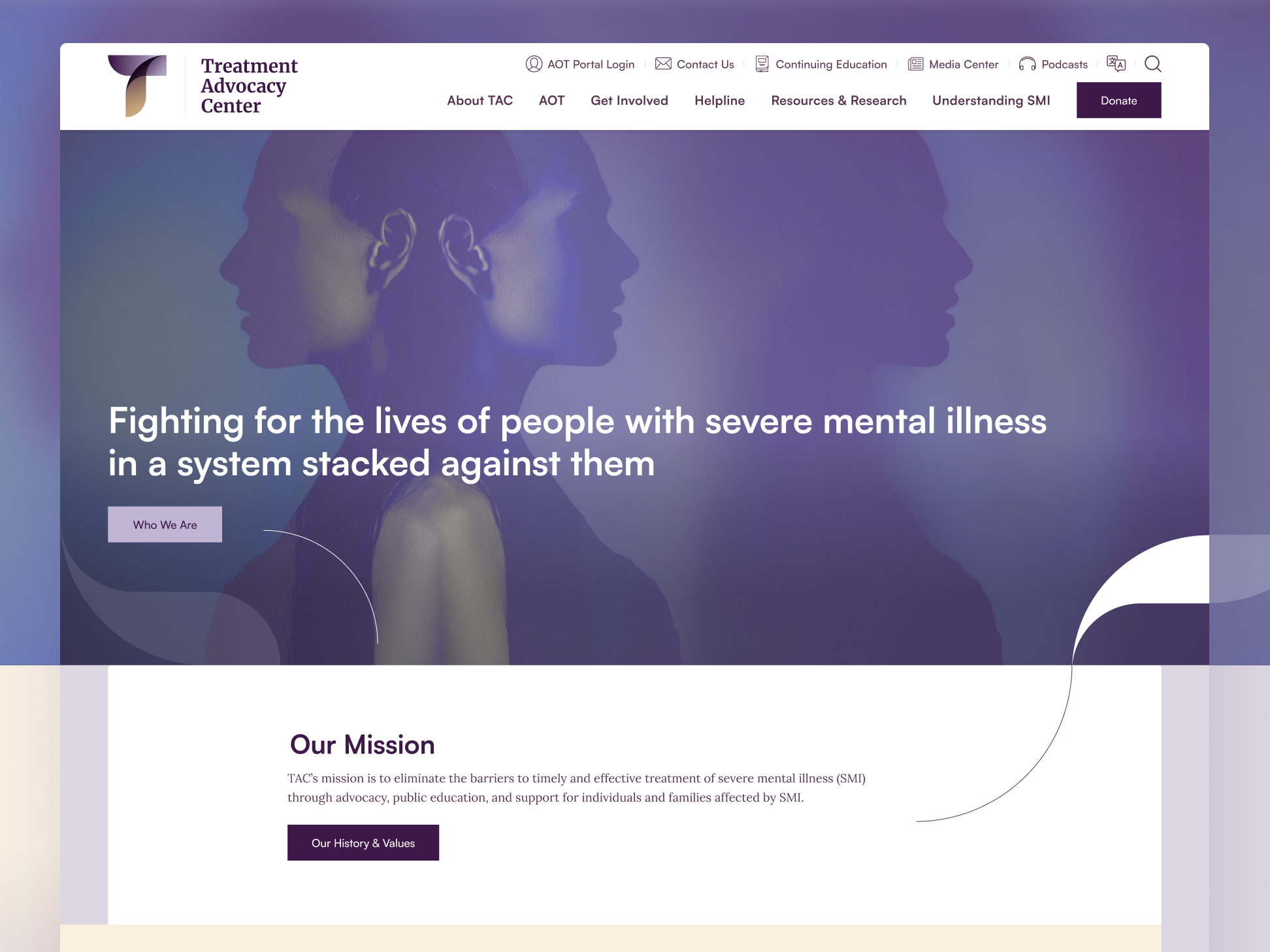 Nonprofit Website Design - Treatment Advocacy Center branding charity charity website design design elevation elevation web foundation graphic design logo non profit nonprofit nonprofit web design nonprofit website nonprofit website design nonprofit websites treatment ui web design webdesign website design