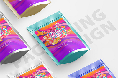 Candy Pouch Label & Realistic Packaging Mockup 3d branding design graphic design illustration logo mockup ui ux vector