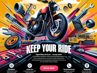 Bike Service Landing Page Design 3d animation app branding design graphic design illustration landing page landing page design landingpage design logo ui ui ux design vector web design web development webdesign website website design