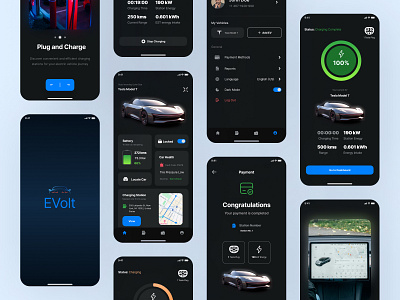 Evolt - EV Car Charging App 3d animation motion graphics ui