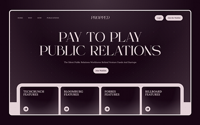 Propped - Pay To Play Public Relations - Hero Design 3d website branding design hero interactive website landing landing page product design ui ux website website design