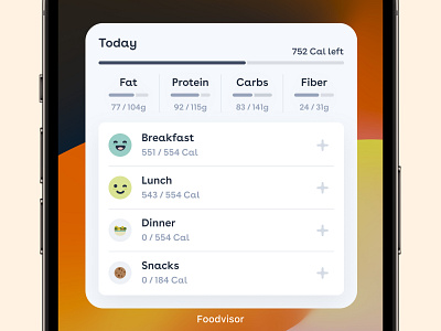 Widget Concept - Foodvisor app app design concept food foodvisor tracker ui ui design widget widgets