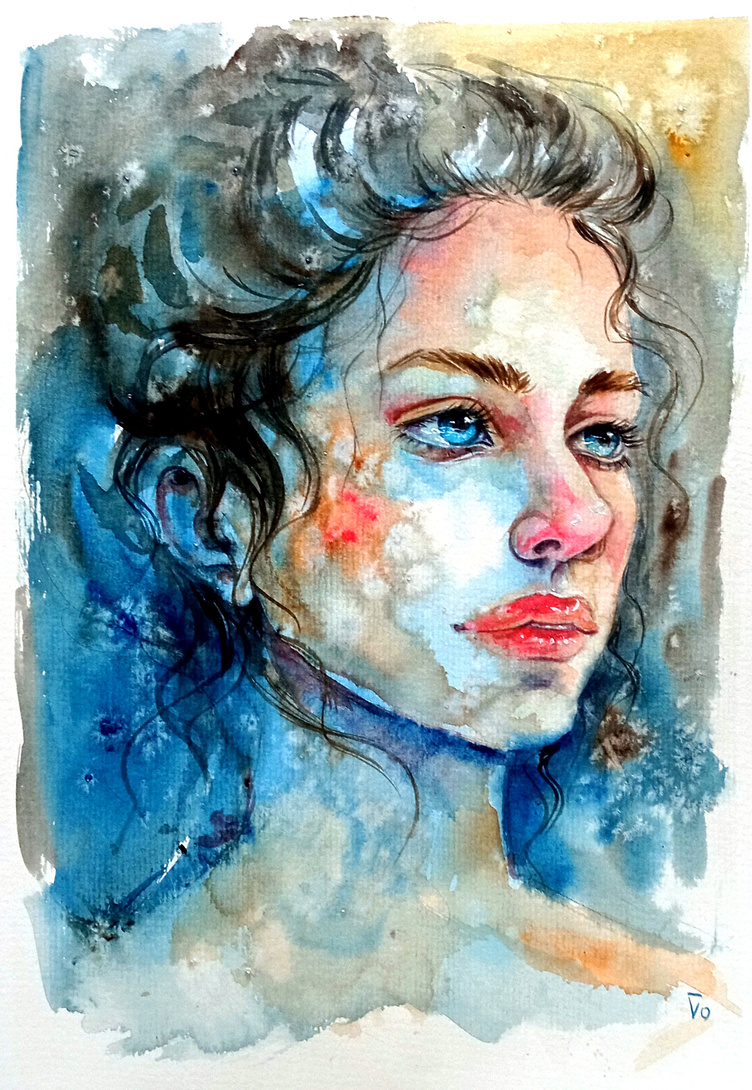 Watercolor portrait Girl, Ukrainian painting, Woman beauty by olia ...