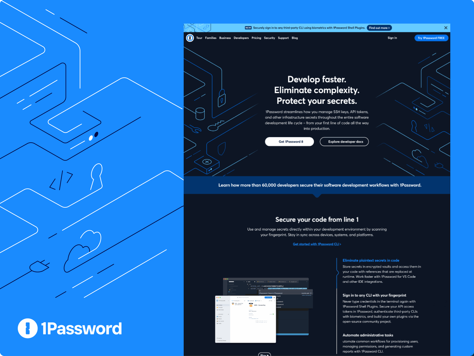 1Password Software Development Life Cycle after effects figma illustration landing page marketing motion graphics ui design ux design visual design visual identity web design