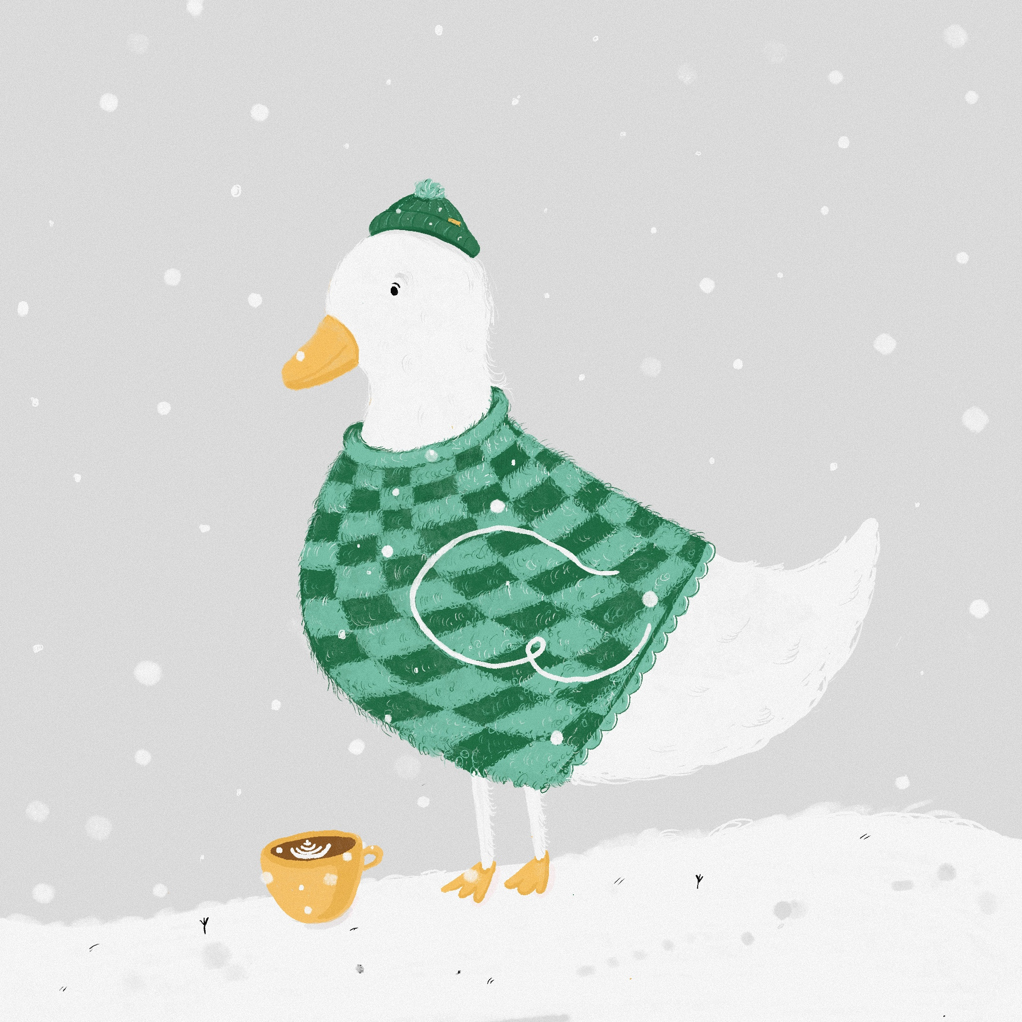 Snowy day digital art drawing illustration procreate