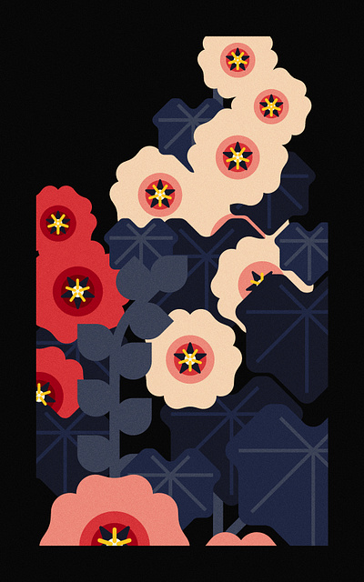 HOLLYHOCK (2024) design floral flowers illustration minimal illustration nature plants vector wildlife