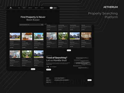 Aetherium AI - Discover Page ai property design design discover page property property ai property website design search page ui web design website layout