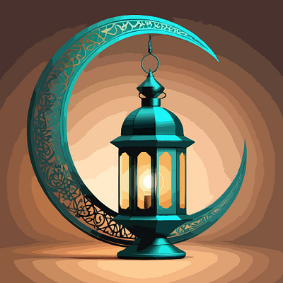 Ramadan-Mubarak-template-with-crescent-blue-moon-with-realistic graphic design illustration vector