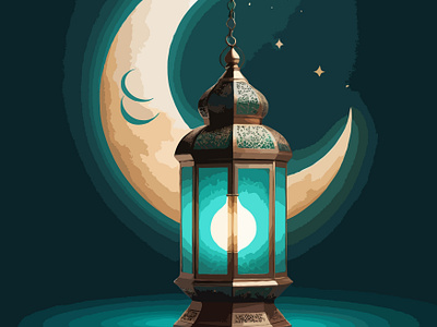 ramadan-mubarak-template-with-crescent-blue-moon-w-upscaled graphic design illustration vector