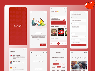 Romantic Gesture App love mobile app romantic ui uidesign uiux ux valentine