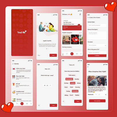 Romantic Gesture App love mobile app romantic ui uidesign uiux ux valentine