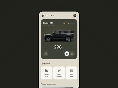 Rivian Mobile App Concept app design electric vehicles ev interface mobile rivian travel ui ux web