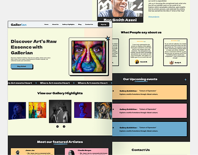 Art Gallery Landing Page art art gallery art museum landingpage neobrutalism neubrutalism ui uiux ux websitedesign