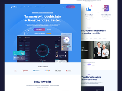 Talkee - SaaS Product Website Design about design faqs features footer hero homepage interface landing landing page saas saas hero saas landing page saas website testimonial ui web web app landing page web design website