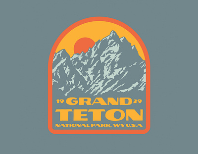 Grand Teton badge design grand teton logo national park badge outdoors patch retro retro badge teton badge vintage wilderness