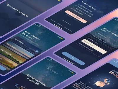 App screens app breethe meditation