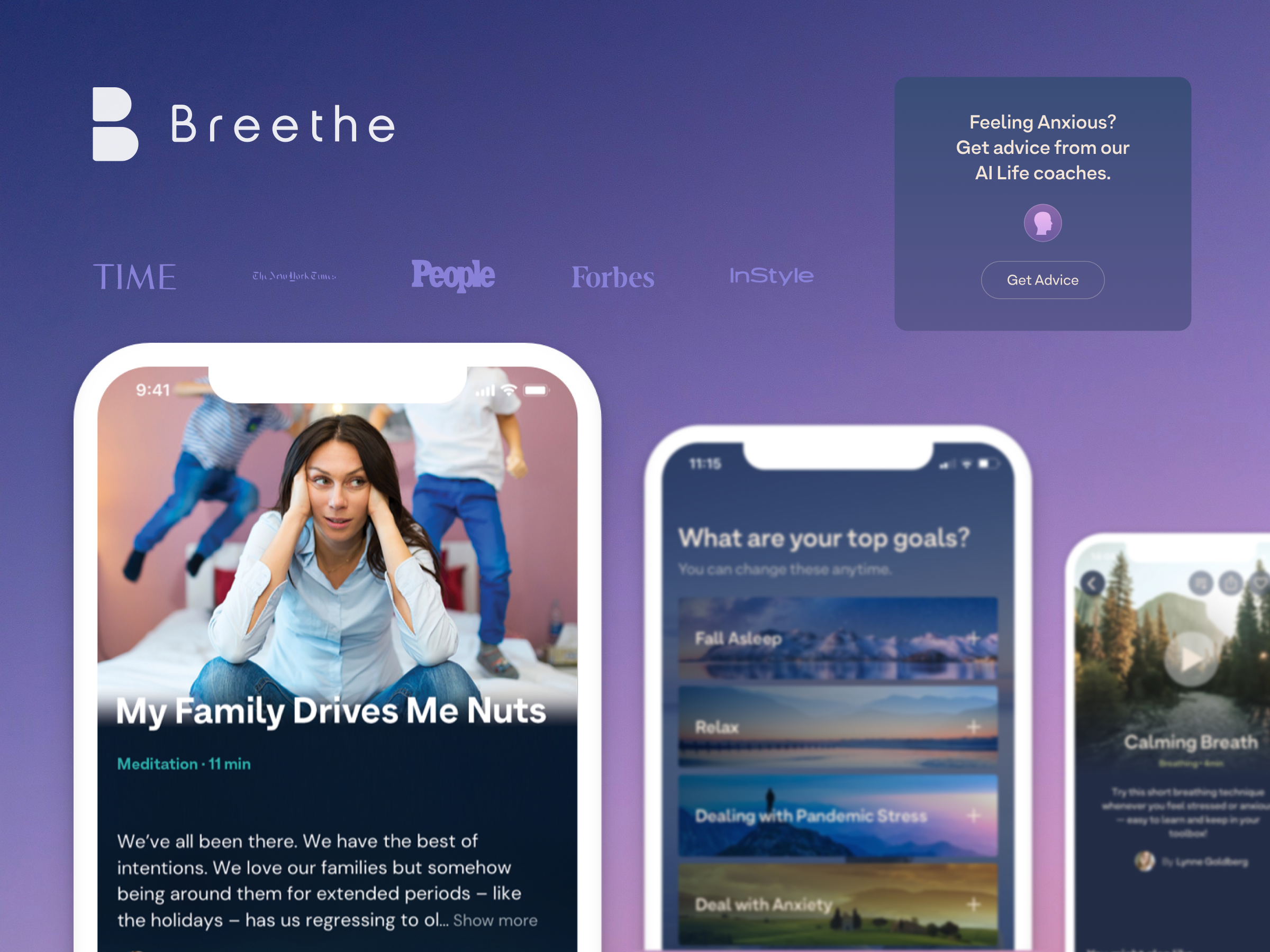 Breethe - wellness app for meditation breethe app meditate relax weellbeing yoga