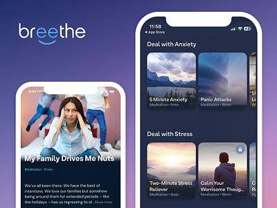 Breethe - wellness app for meditation breethe app meditate relax weellbeing yoga