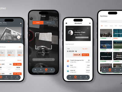 EstaNet app- the smart real estate management app app appointment bill branding daily ui design flat house housing management mobile real estate reseveration resident scan timetable ui ux