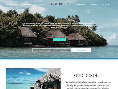 WEB DESIGN FOR PEARL RESORT. branding figma graphic design logo tropical typography ui ux web website for resort