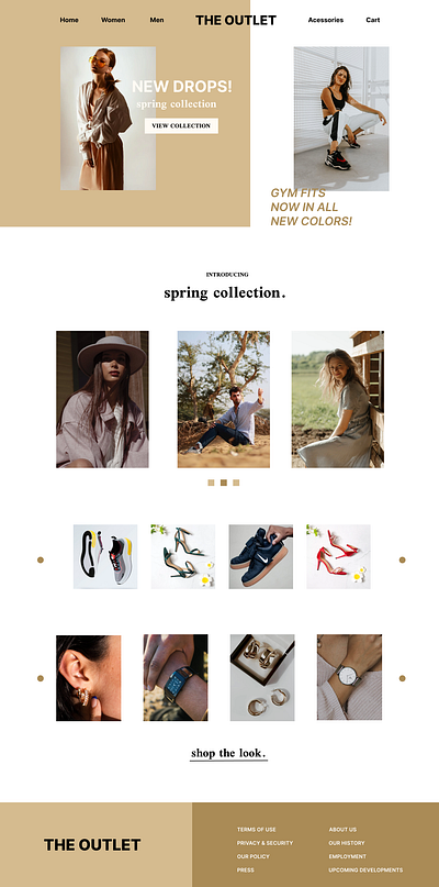 Landing Page for THE OUTLET. branding clothing store color palette figma pexels ui ux