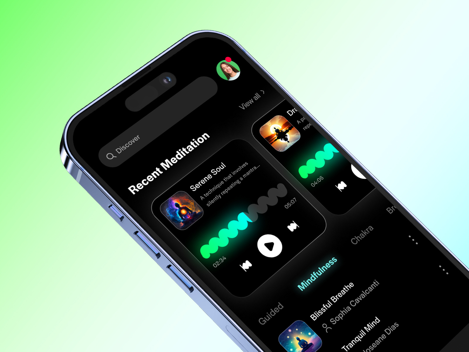 Meditation Mobile App Design app design breath breath app graphic design gym app meditate meditation meditation app mobile app ui design visual design yoga app