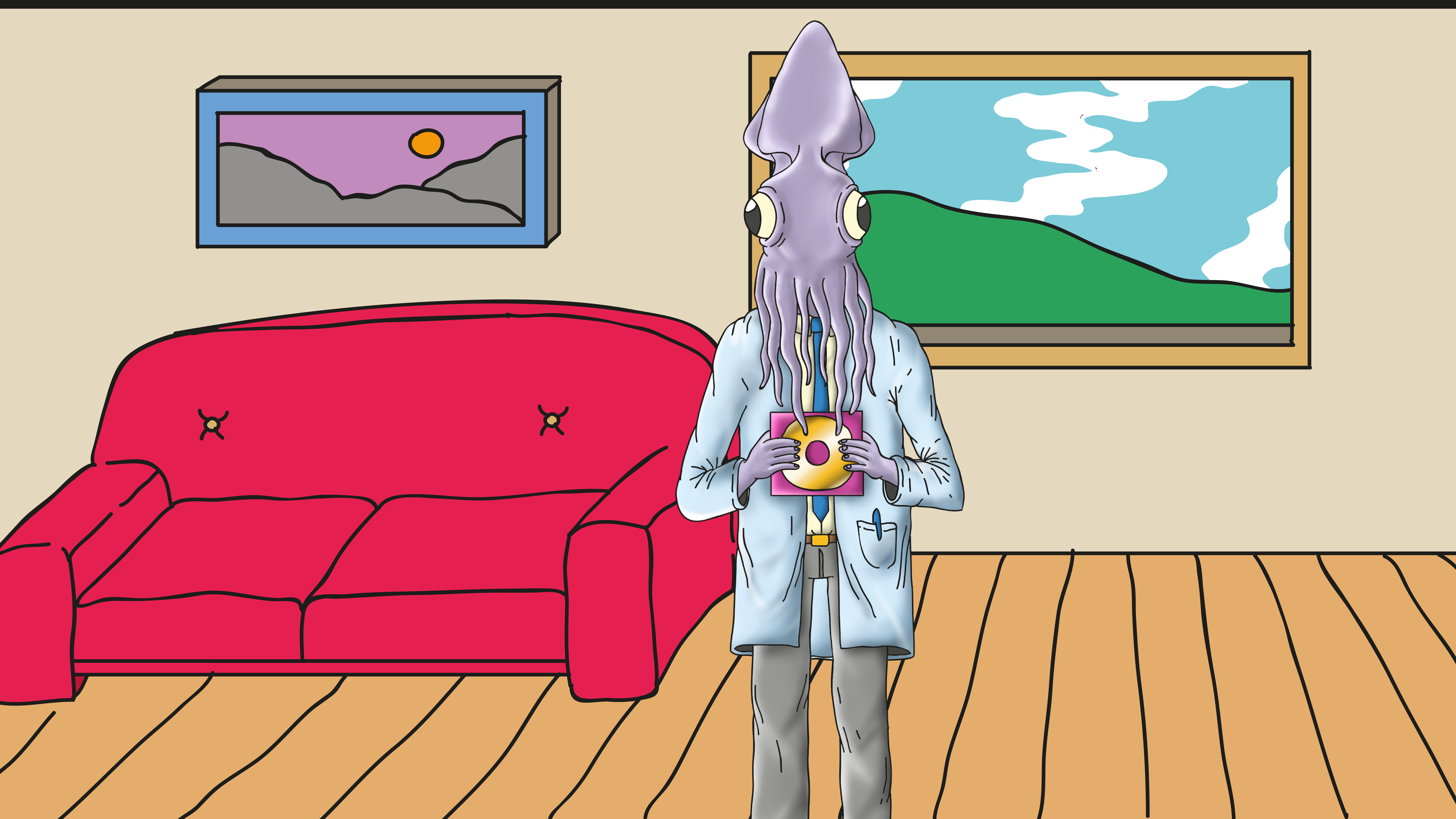 Oliver the Squid cartoons character design digital art illustration