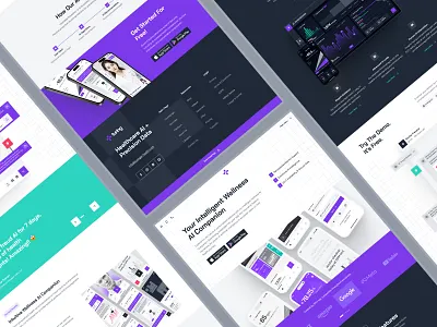 turing Web UI: AI Healthcare Analytics | Predictive Health ai healthcare app ai healthcare assisstant website doctor landing page doctor website figma template healthcare healthcare app healthcare landing page healthcare web design healthcare website landing page modern predictive analytics purple responsive responsive website tech ui kit virtual care web design